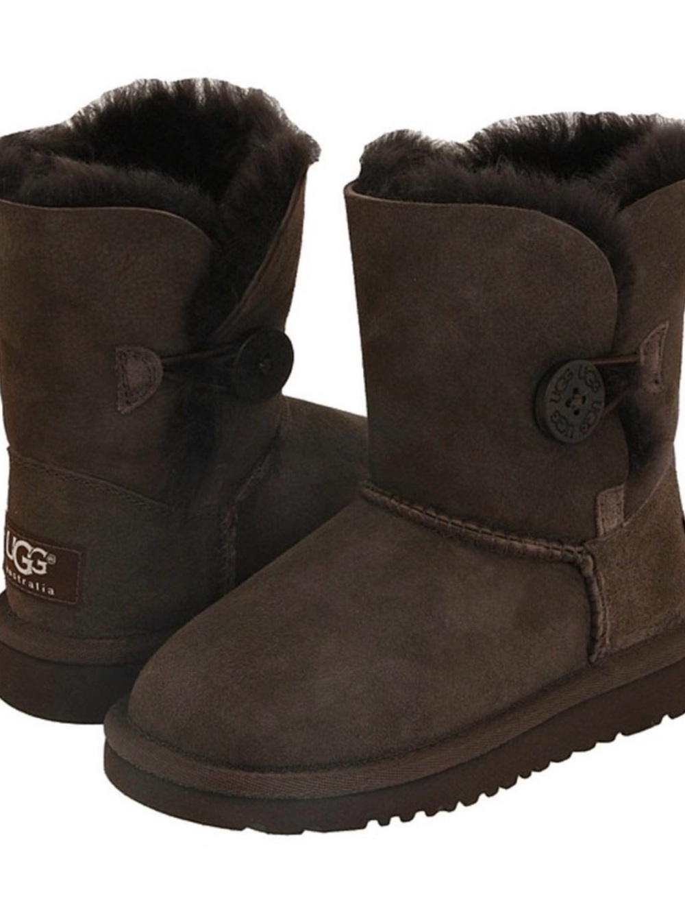 UGG Brown Suede Shearling Bailey Button Women’s Boots Size 8